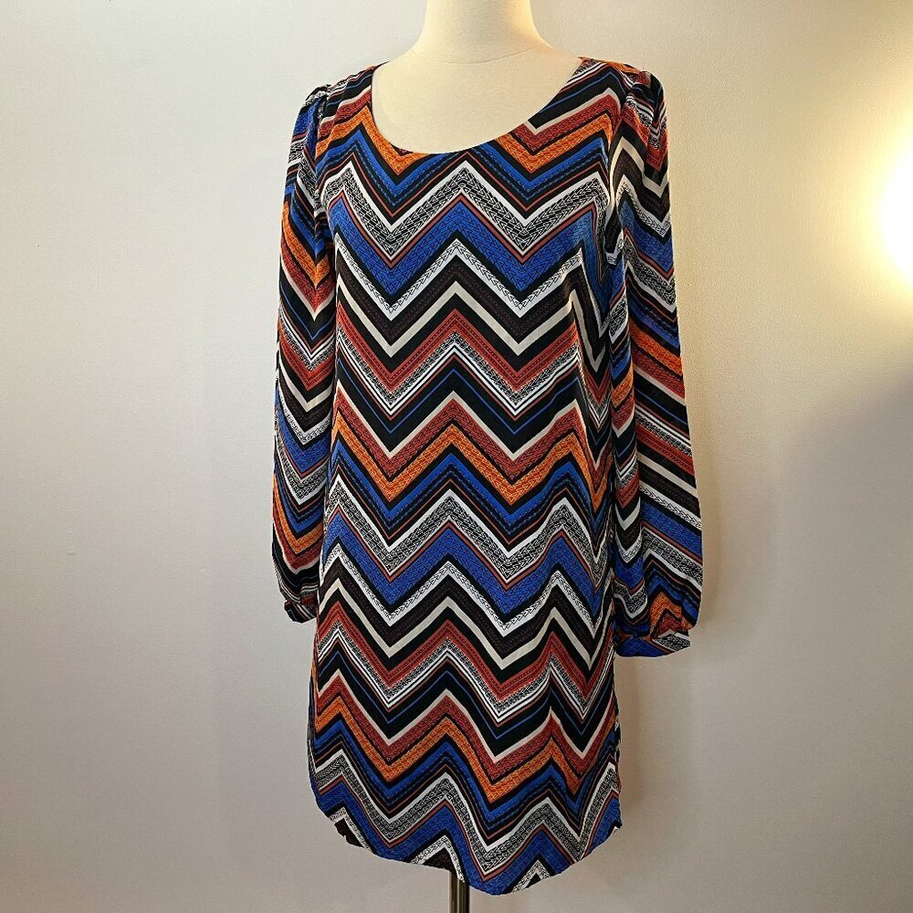 Almost Famous Women's Colorful Geometric Stripe Dress - Size Medium